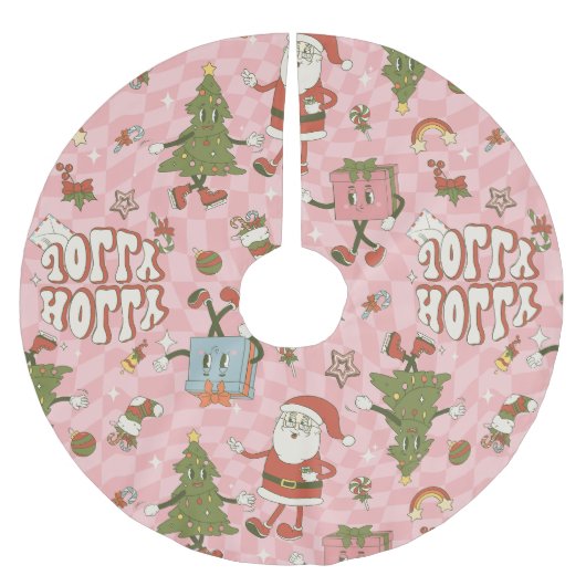 1960年代の巨大なサンタファンキークリスマス ブラッシュドポリエステルツリースカート (正面)