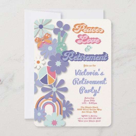 1960年代の平和への愛と引退 招待状 (正面)