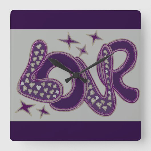 1960年代の愛のスタイル スクエア壁時計 (正面)