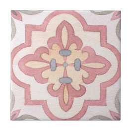 1960年代の手の花色彩の鮮やか水クラシック色ピンク タイル