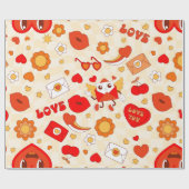 1960年代の溝深いアポップ・アートのートバレンタイン愛の手紙 ラッピングペーパー (フラット)