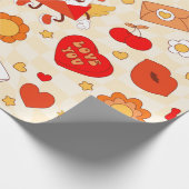 1960年代の溝深いアポップ・アートのートバレンタイン愛の手紙 ラッピングペーパー (角)