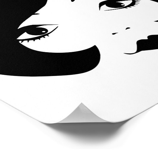 1960年代の漫画女性顔メイクアップ美しいアート ポスター (角)