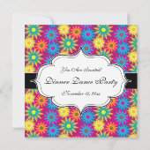 1960年代の花のパワーフローラパターン 招待状 (裏面)
