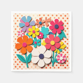 1960年代の花柄カットアウト スタンダードカクテルナプキン