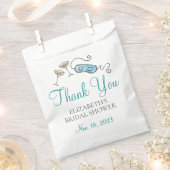 1960年代の豪華なカクテルパーティーのような雰囲気のウェディングシャワーのお礼 フェイバーバッグ (クリップ留めされた状態)