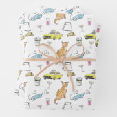 1960年代の豪華なティアラとカクテルパーティーのイメージをインスパイアした、レトロなミッドセンチュ ラッピングペーパーシート (インサイチュ)