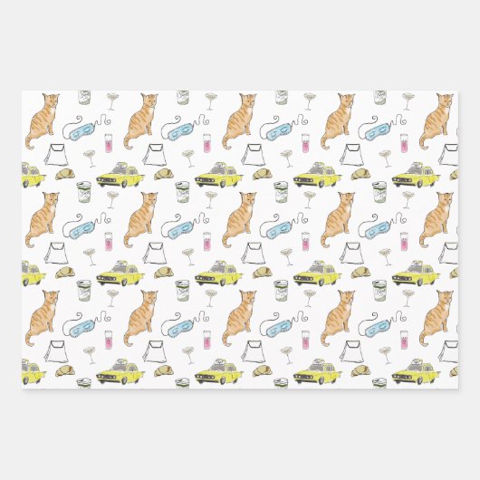 1960年代の豪華なティアラとカクテルパーティーのイメージをインスパイアした、レトロなミッドセンチュ ラッピングペーパーシート (正面)