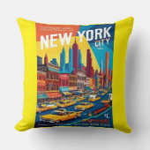 1960年代ニューヨーク | レトロ旅行ポスター クッション (正面)