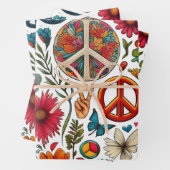 1960年代ヒッピー・カップル花の子の平和と愛の芸術 ラッピングペーパーシート (インサイチュ)