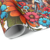 1960年代ヒッピー・カップル花の子の平和と愛の芸術 ラッピングペーパー (ロールコーナー)