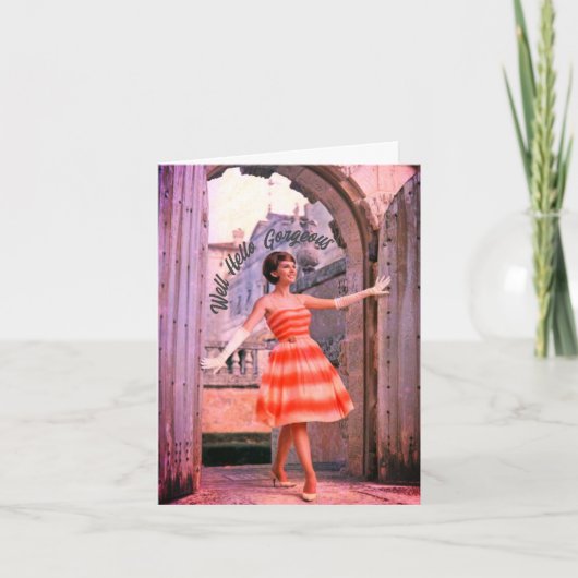 1960年代ファッショナブル女性誕生日カード カード (正面)