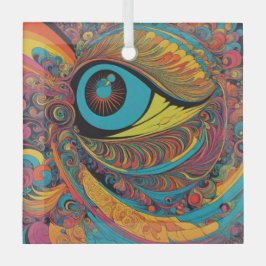 1960年代ホラーサイケデリックバクイのアートパターン ガラスオーナメント