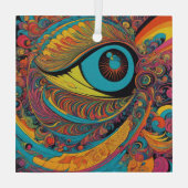 1960年代ホラーサイケデリックバクイのアートパターン ガラスオーナメント (裏面)