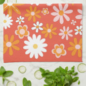 1960年代レトロオレンジ花火力厨房  キッチンタオル (折り畳み)