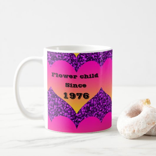 1960年代1970年代のレトロ誕生日以来の花の子ども コーヒーマグカップ (ドーナツ)