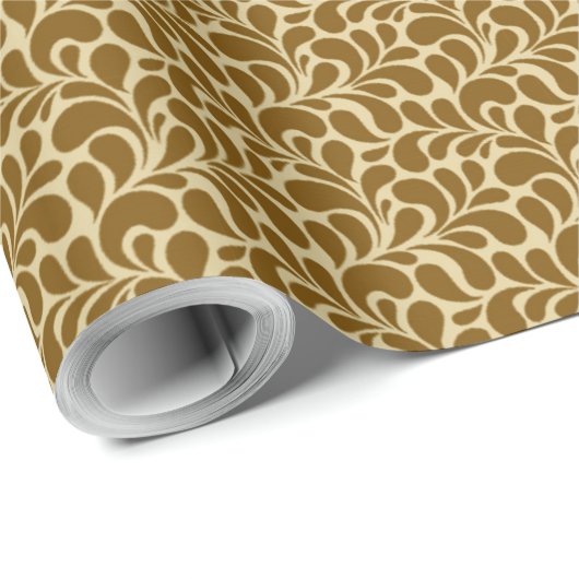 1960年代70年代レトロヴィンテージモダンヒッピー抽象芸術金ゴールド ラッピングペーパー (ロールコーナー)