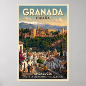 1960年代 スペイン グラナダ 旅行ポスター ヴィンテージ ポスター (正面)