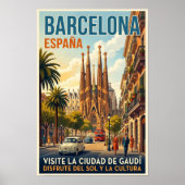 1960年代 バルセロナ スペイン 旅行ポスター ポスター (正面)