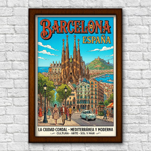 1960年代 バルセロナ スペイン 旅行ポスター ポスター