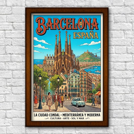 1960年代 バルセロナ スペイン 旅行ポスター ポスター