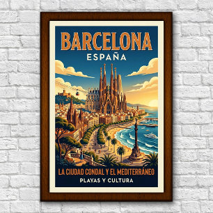 1960年代 バルセロナ スペイン 旅行ポスター ポスター