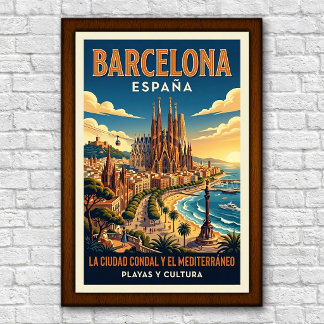 1960年代 バルセロナ スペイン 旅行ポスター ポスター