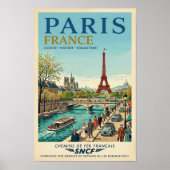 1960年代 パリ フランス 旅行 ポスター (正面)