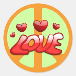 1960年代：平和と愛のステッカー ラウンドシール