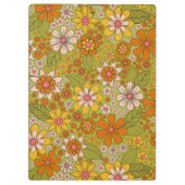 1960年代、1970年代のグリーン&オレンジレトロフローラ クリップボード (裏面)