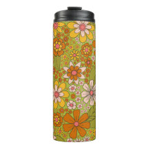 1960年代、1970年代のグリーン&オレンジレトロフローラ