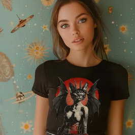 1960年代Red Sci-Fiセクシー女性宇宙猫ヴィンテージ Tシャツ