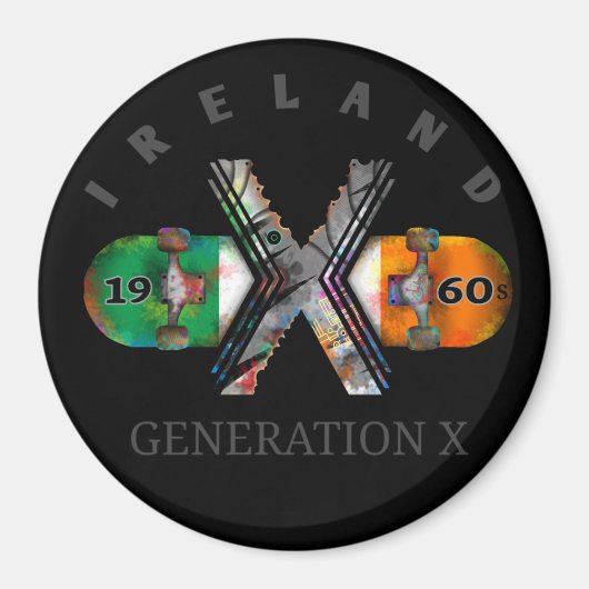 1960年代X世代Irelandスケートボード マグネット (正面)