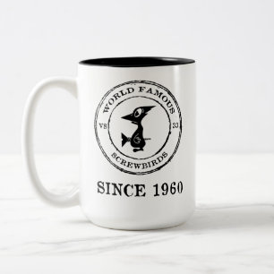 1960年以来の世界有名なねじ鳥 ツートーンマグカップ