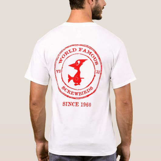 1960年以来の世界有名なねじ鳥 Tシャツ (裏面)