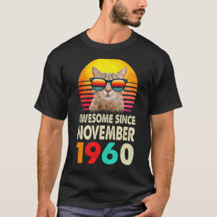 1960年素晴らし11月以来62番目の誕生日Cat Vint Tシャツ