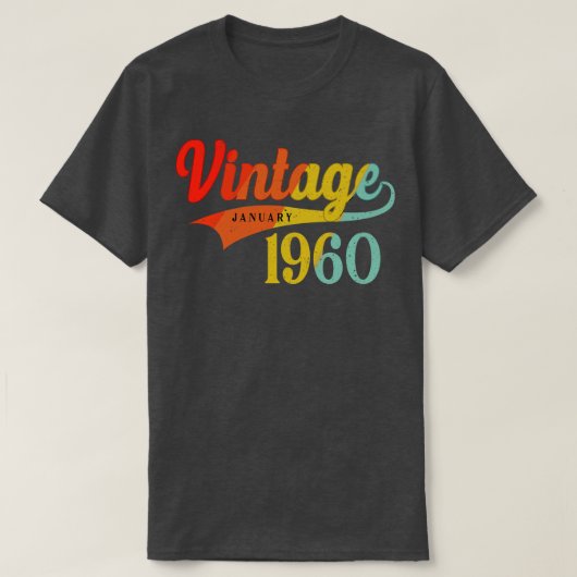 1960年1月誕生日ヴィンテージ1960年1月素晴らし Tシャツ (デザイン正面)