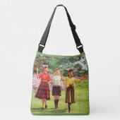 1960年10代の少女で頭に本を持つ クロスボディバッグ (正面)