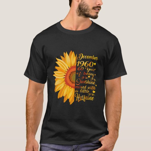 1960年12月女子ひまわりシャツ60誕生日 Tシャツ (正面)