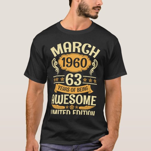 1960年3月私の誕生日63年L素晴らしである Tシャツ (正面)