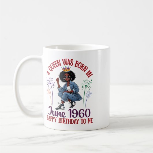 1960年6月生まれにクイーンが私のハッピーバースデーになった コーヒーマグカップ (左)