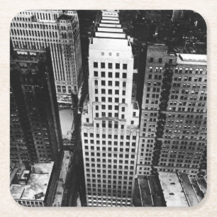 1960年: シカゴの超高層ビルの空中写真 スクエアペーパーコースター