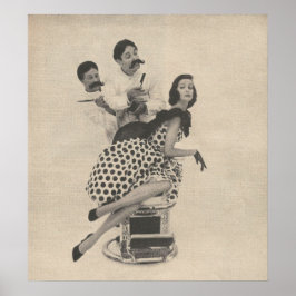 1960理容師ショップ美しいファッション ポスター