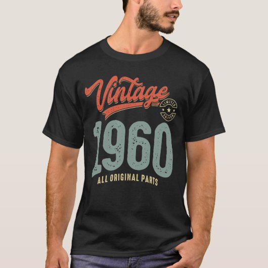 1960生まれ年のヴィンテージ- 62番目の誕生日レトロクラシック Tシャツ (正面)