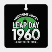 1960素晴らし年閏年日以後2月29誕生日 メタルオーナメント (正面)