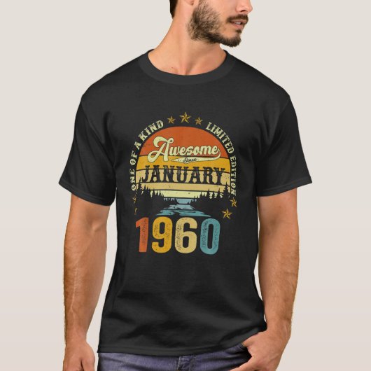 1960素晴らし年1月以降ヴィンテージ62誕生日 Tシャツ (正面)