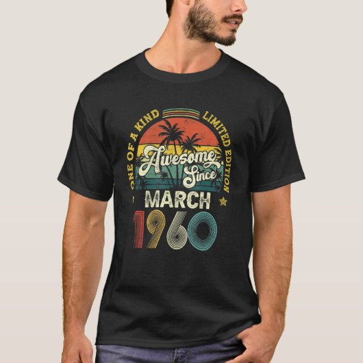 1960素晴らし年3月以来ヴィンテージ62誕生日 Tシャツ (正面)