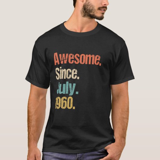 1960素晴らし年7月以来62番目の誕生日ヴィンテージ Tシャツ (正面)