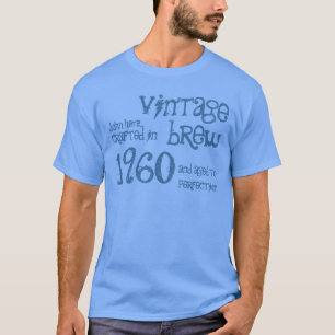 1960誕生日プレゼント第55のヴィンテージの醸造物の青いデニムV3 Tシャツ