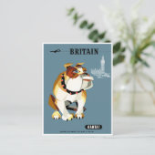 1960 Qantas Britain Bulldog Travel Poster ポストカード (スタンド正面)